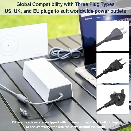 Steinwhale 195W Power Supply Adapter for Starlink Gen 3, 57V 3.42A Charger with Detachable C8 Power Cord & Waterproof DC Female Port, Replacement for Standard Kit Gen 3 Accessories