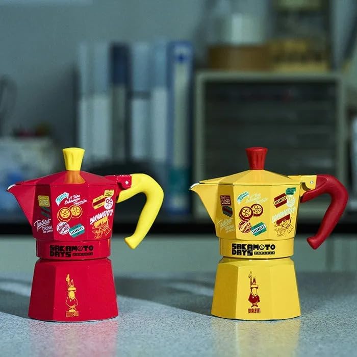 BIALETTI SAKAMOTO DAYS Moka Express Yellow for 3 Cup Open Fire Type (Coffeemaker, Espresso Maker, Maker, Makinetta)