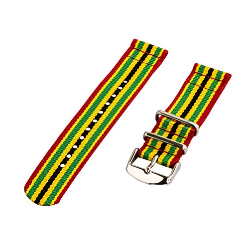 Clockwork Synergy - 20mm 2 Piece Classic NATO Ss Nylon Yellow/Green/Red/Black Replacement Watch Strap Band