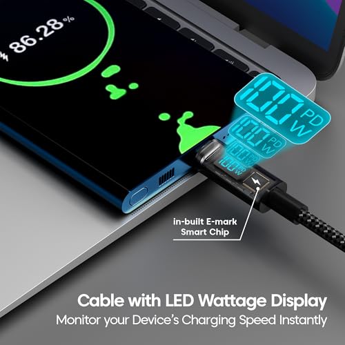 Sounce Unbreakable Type C to Type C 100W Fast Charging Cable with LED Display, 5A Max Output, Fast Data Sync, 1.5 Meter Cable for Smartphones, Tablets, Tangle Resistance supports Laptop Charging 4 51ERFAaDYJL