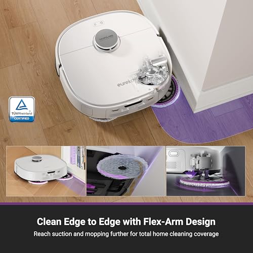 Eureka J15 Pro Ultra Robot Vacuum and Mop with Self Emptying Base, 16,200 Pa Suction, Flex-Arm Design Mop, Auto Mop Hot Water Washing & Hot Air Drying, Anti-Tangle, AI Obstacle Avoidance, White by Eureka - Image 4