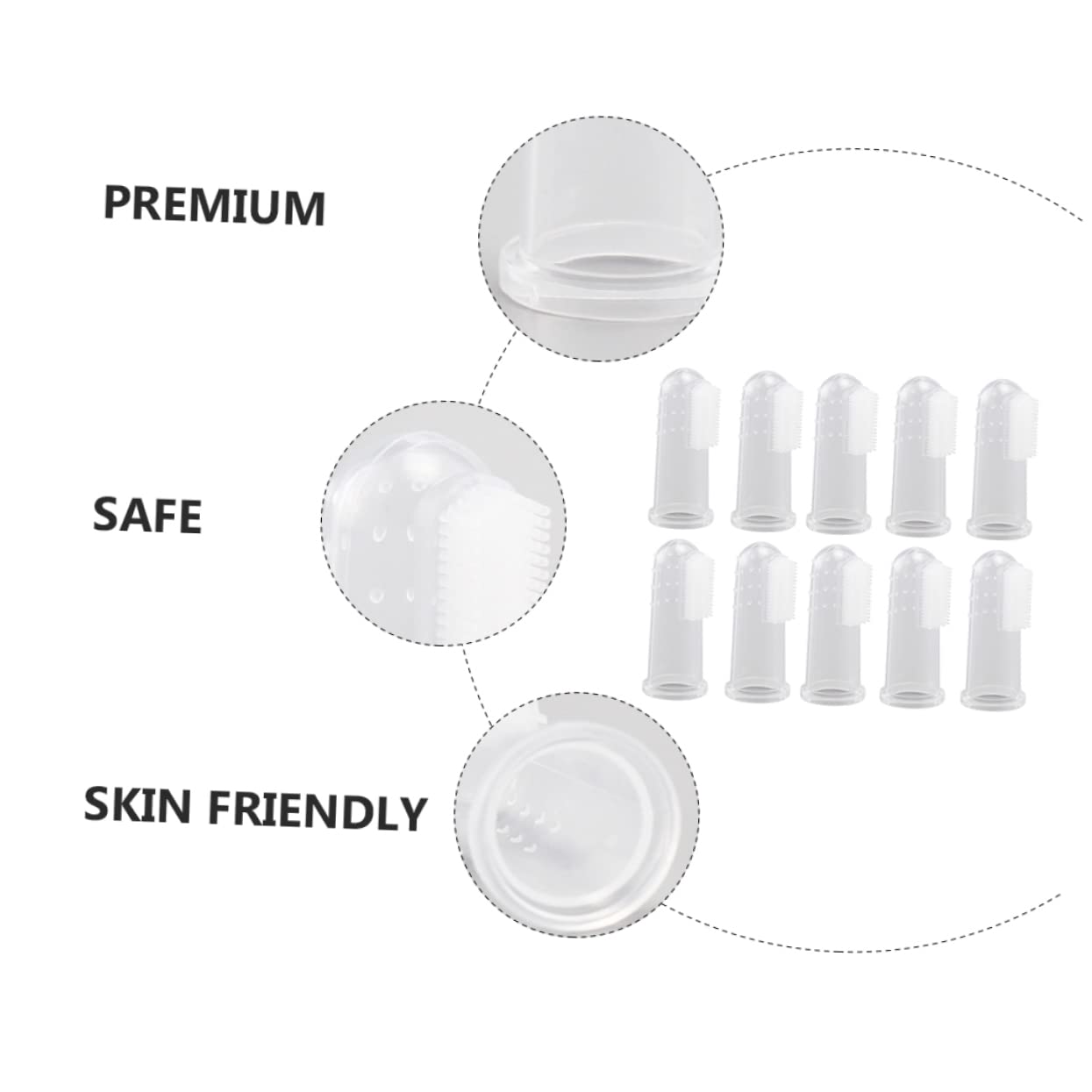 Mipcase 20pcs Pet Toothbrush for Cats Dogs Finger Toothbrush Kit Gentle Bristles Pet Teeth Cleaning Tool Oral Care Device