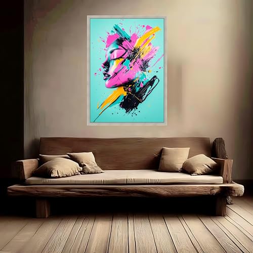 Tableau mural horizontal de portrait abstrait et grand format de femme - 4