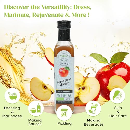 Image of Cold Pressed Apple Cider Vinegar Organic, ACV with Mother, No Sugar (250ml)
