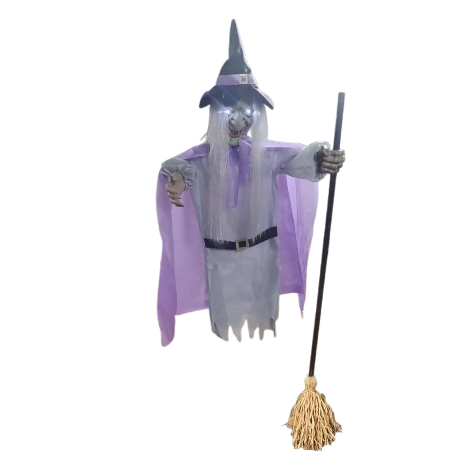 Latająca 183 cm Animowana Realistyczna Ozdoba Halloween | Rekwizyt Latającej Czarownicy Naturalnej Wielkości dla Nawiedzonego Domu, Imprez, Świąt, Podwórka, Ogrodu,