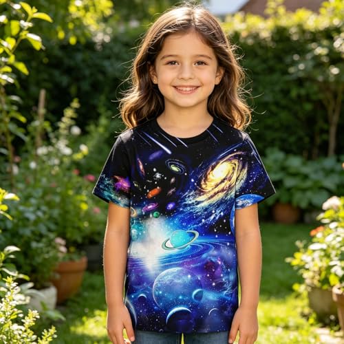 Image of Hgvoetty Boys Girls Graphic T-Shirts Kid 3D Casual Tops Tees for 6-16 Years | Youth Novelty Shirts, Bright Eye-Catching Design, Lightweight and Soft Material, Suit for Daily Sport, Party and School Wear