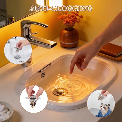 Bathroom Sink Stopper with Hair Catcher - Use Code YEUGTASA - Image 7