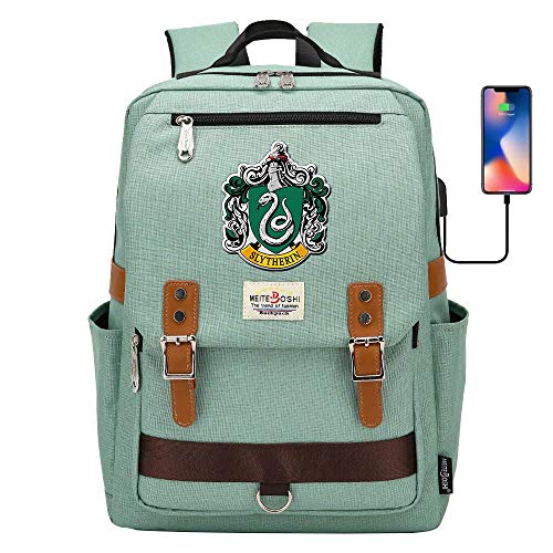 Hogwarts Slytherin College Mochila  Harry Potter Laptop School Bag  con Puerto de Carga