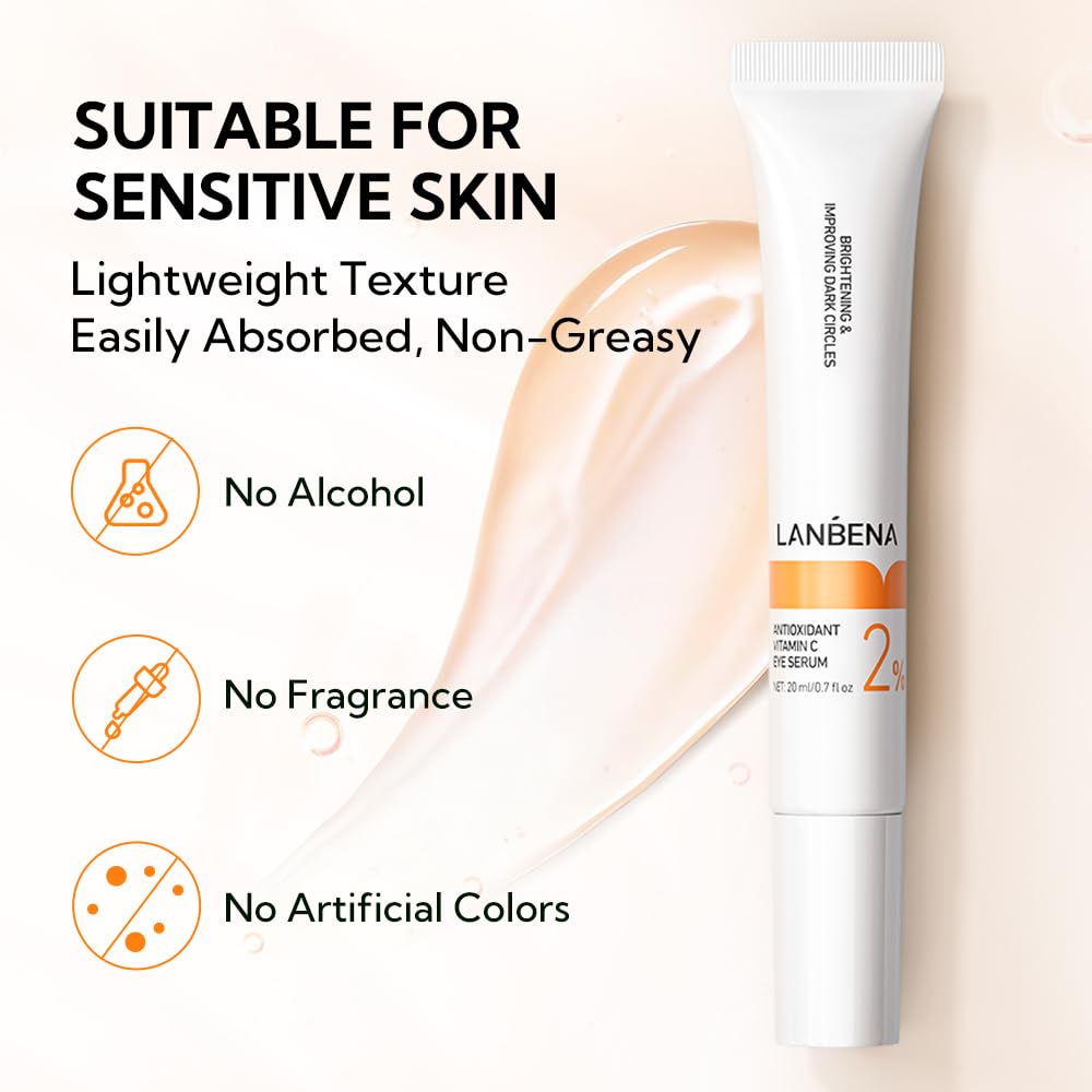 LANBENA Vtamin C Eye Cream for Wrinkles,Under Eye Cream for Dark Circles,Caffeine Eye Cream Anti Aging Brightener,Eye Serum for Women and Man. - Image 6