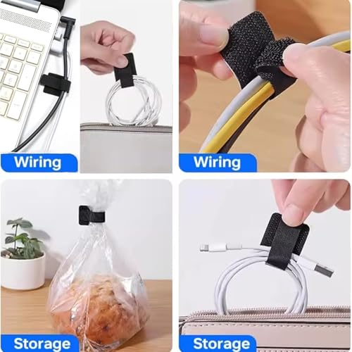 60 piezas de abrazaderas de cable con cinta de gancho y bucle, clips adhesivos para cables, gestión de cables bajo escritorio, organizador de cables para TV PC Laptop Ethernet, esenciales para el hogar y oficina miniatura 5