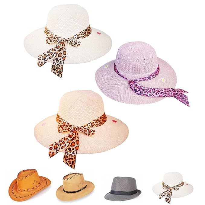 NISKANET Women Wide Brim Sun Hats with Decorative Ribbon Band Pack of 3 | Free Size | It is Perfect for Travel, Beach Outings Multi Colors-image-6