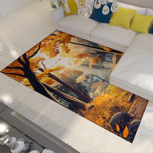 Tapis de salon 200x300cm dessin animé tapis forêt automne douce pour chambre
