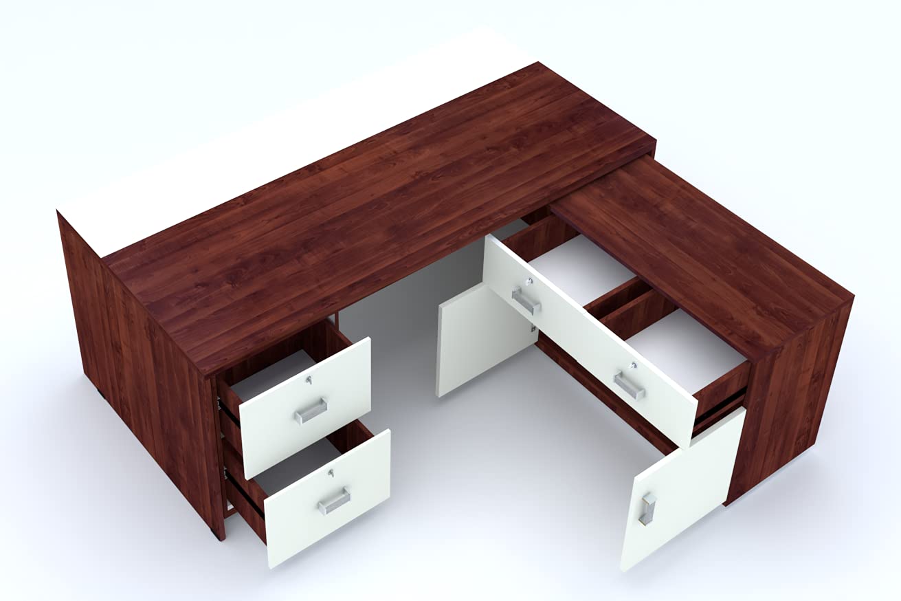 DURAFUR Executive Office L Type Table with one Mobile Drawer
