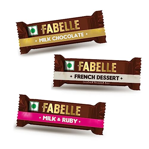 Image of Fabelle The Bars Treasury Premium Chocolate Gift Pack, 24 Assorted Layered Chocolate Bars, Milk, Ruby and French Dessert Chocolate, 168 grams, Ideal for Gifting Occasions (Pack of 2)
