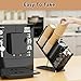 OVICAR Cup and Lid Holder - Adjustable Coffee Cup Holder Organizer 4 Compartment Disposable Cup Dispenser with Coffee Pod Straw Storage Basket for Coffee Station Bar Countertop Breakroom Metal Black
