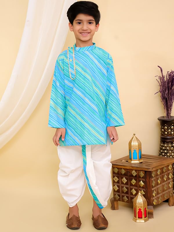 Image of superminis Boys Cotton Solid Jacket, Kurta Dhoti Set