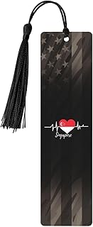 Piguncle Singapore Flag Heartbeat 4Pcs Gorgeous Wooden Bookmarks Add Touch Elegance Book Collection Men Women
