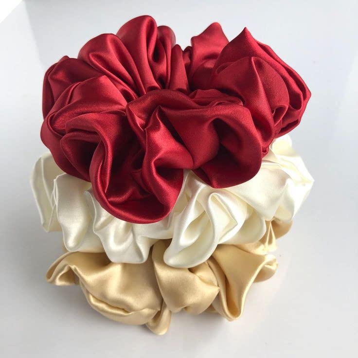 Image of Atrube's Scrunchies Set Of 3 Oversized Hair Ties| Scrunchy Ponytail holders for hairs Scrunchies For Women And Girls Best Gift For Mother Daughter