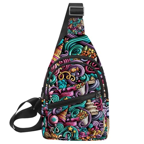 Sac à dos coloré pour homme et femme compact avec sac de poitrine multicolore 30cm
