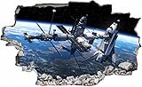 wandtattoos weltall Hochwertiger Druck DesFoli Sateliten Weltraum Erde Space Weltall Galaxy Planeten 3D Look Wandtattoo 70 x 115 cm Wand Durchbruch Wandbild Sticker Aufkleber C236