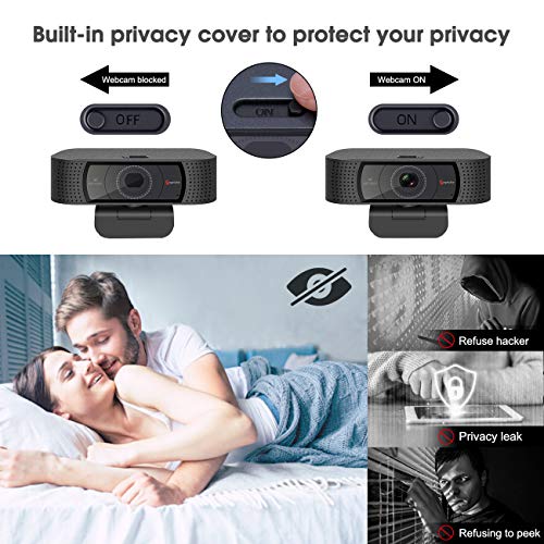 Image of Angetube HD Webcam 1080P with Cover Slide & Microphone, USB Computer Webcam Pro Streaming Video Cam for Xbox One Gaming Conferencing Mac Windows PC Computer Laptop Skype YouTube OBS Twitch Xsplit
