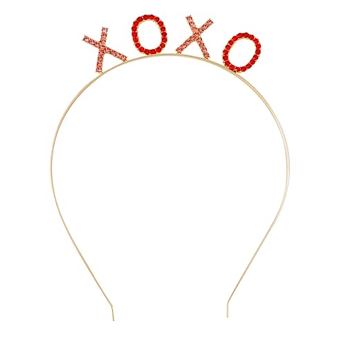 CUBACO XOXO - Diadema para el día de San Valentín con diamantes de imitación para mujer, corona de cristal con purpurina XOXO para mujer, decoración