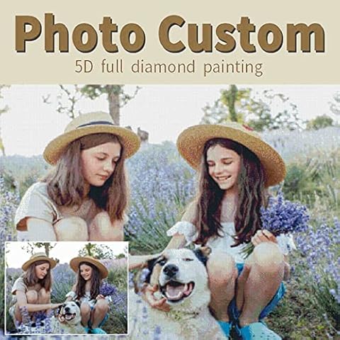 MLMYH Custom Diamond Painting Personalised Photo 5D Diamond Painting Kits Full Drill for Adults DIY Customized Diamond Art Embroidery Pictures Perfect Gifts for Home Wall Decor, Round Diamond 30x30cm Cover