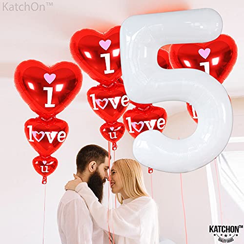 Image of KatchOn White Number 5 Balloons for 5th Birthday Decorations 40 Inch | 5th Birthday Decorations, 5 balloon number, Birthday Number Balloons, White 5th Birthday Party Supplies
