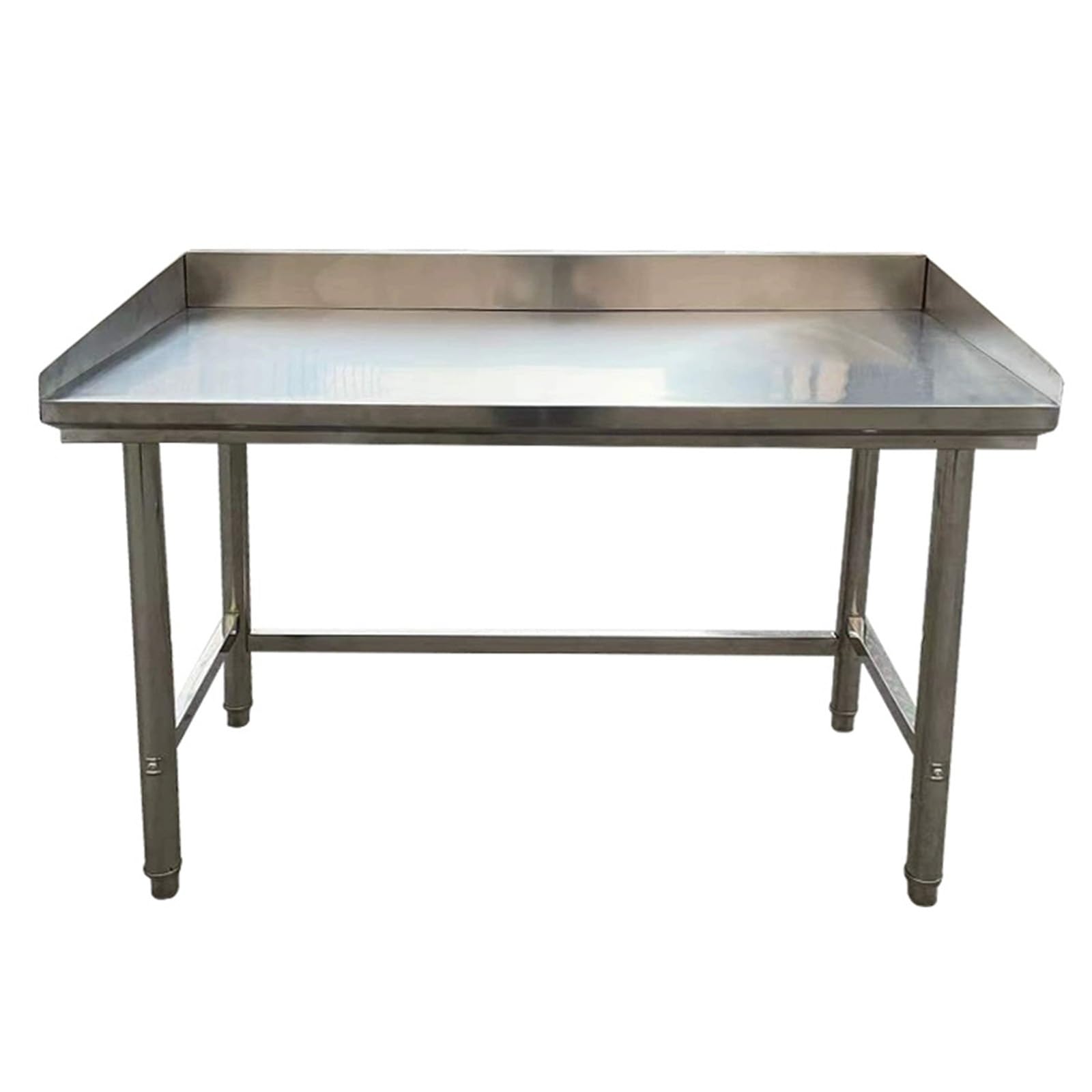 Banco da lavoro multifunzionale in acciaio inox con schienale, tavolo per la preparazione della cucina, tagliere in metallo a un livello per uso commerciale, design resistente