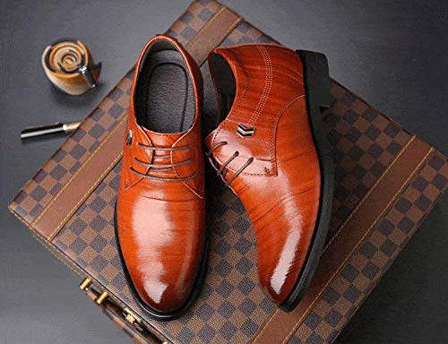 Zapatos de cuero con alzas TXFS para ganar hasta 10cm de altura con elegancia marrón 3
