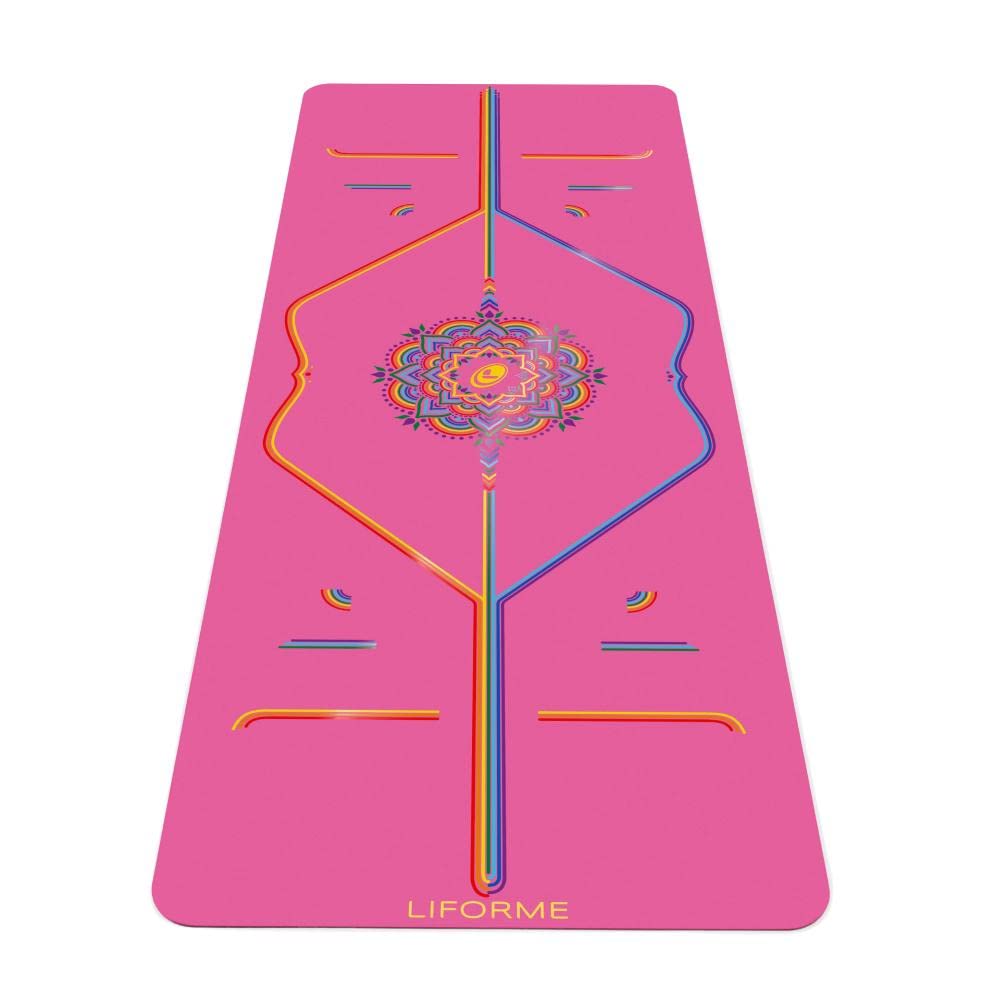 Liforme Printed Yoga Mat – Free Yoga Bag Included - Patented Alignment System, Warrior-like Grip, Non-slip, Eco-friendly, Sweat-Resistant, Long, Wide, 4.2mm thick mat for comfort