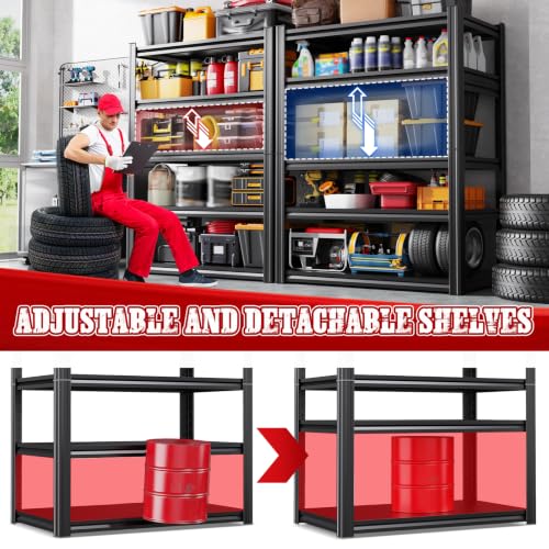 Image of 3 Pack Heavy Duty Metal Garage Shelving Unit, 71.2 inchH x 35.4 inchWx 16 inchD | 5-Tier Storage shelves Adjustable Shelf Heights,Powder-Coated Finish,Rust & Scratch Resistant, Warehouse Workshop Use