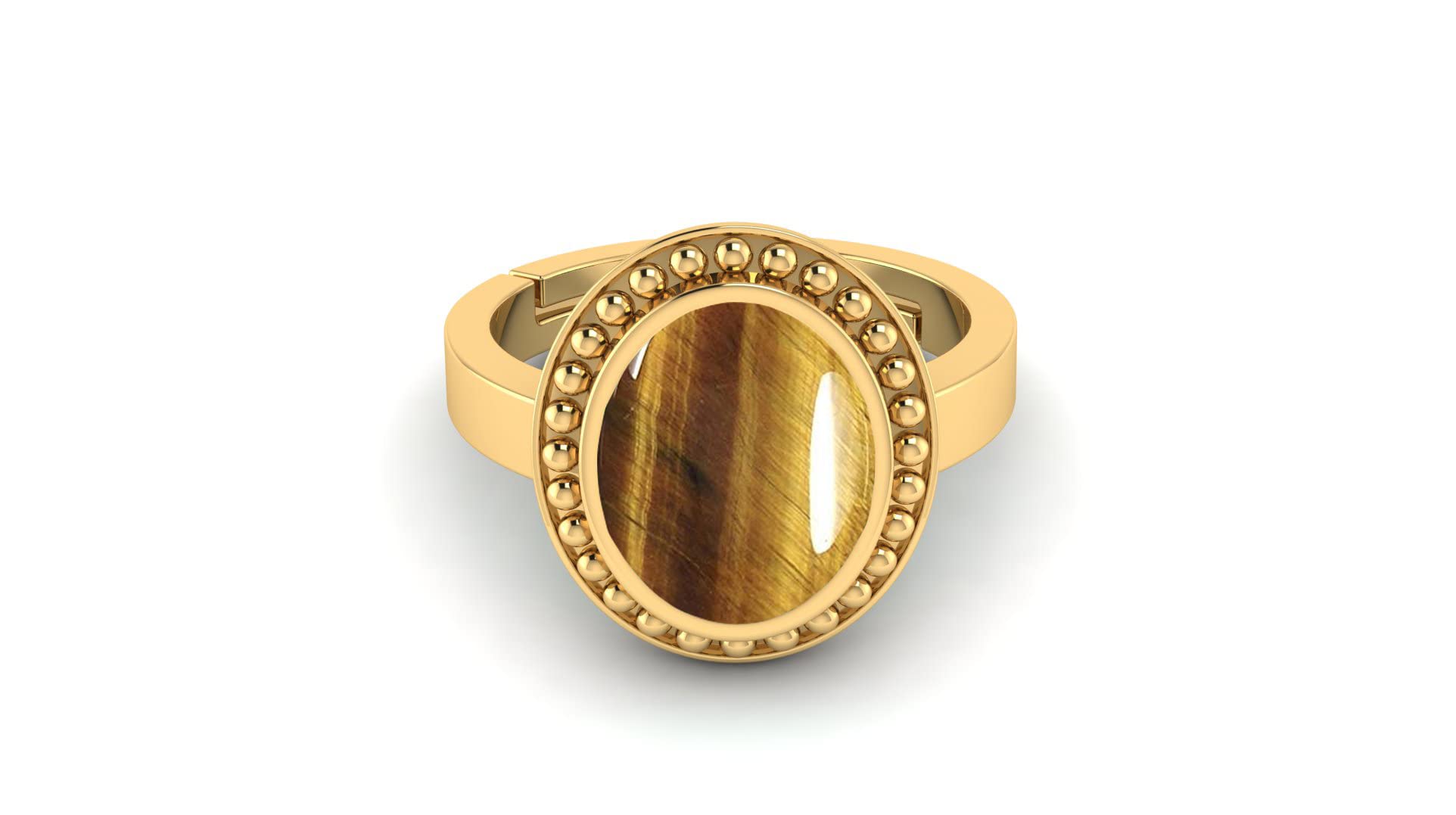 7.50 Carat Deluxe Quality Natural Tiger's Eye Stone Gold Plated Ring Panchdhatu (Adjustable Ring Free Size Anguthi) Gemstone by Lab Certified(Top AAA+) Quality for Men and Women,s