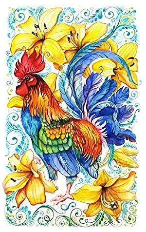 Jack West Color Paint Acrylic Painting DIY Oil Painting Paint by Numbers Kit for Adults Kids and Beginners Crafts Projects for Home Decoration 16 by 20inch (Colorful Cock)