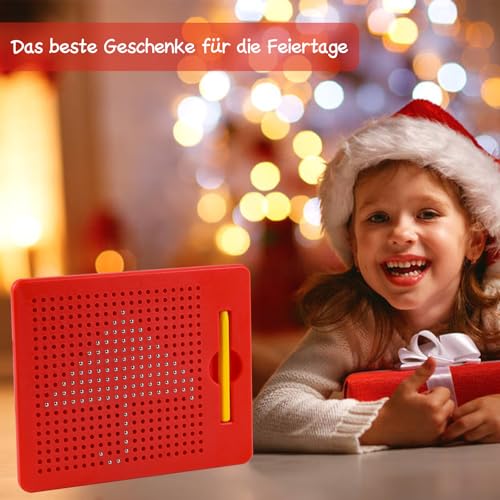 SULOLI Magnetische Zeichentafel,Zaubertafel,Pädagogisches Zeichentablett,Magnet Spiel mit Kugeln und magnetischem Stift für Kinder Schul Familie