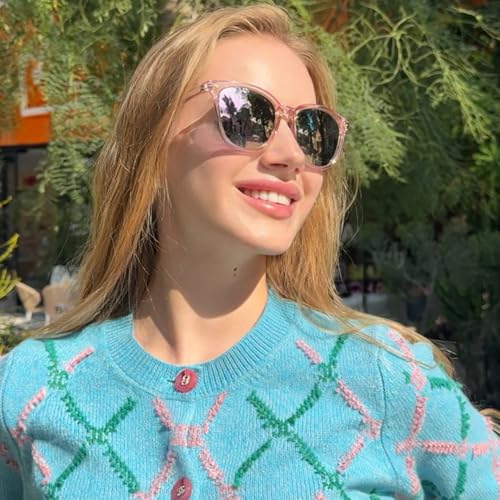 HASFOX® Polarized Sunglasses for Womens | UV Protection Square Oversized Shades | Mirrored Trendy Fashion Style2