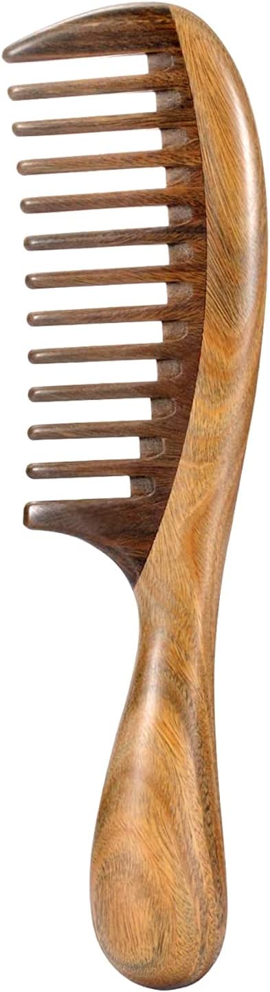 Louise Maelys Hair Comb Wooden Wide Tooth Combs for Curly Hair Detangling Sandalwood