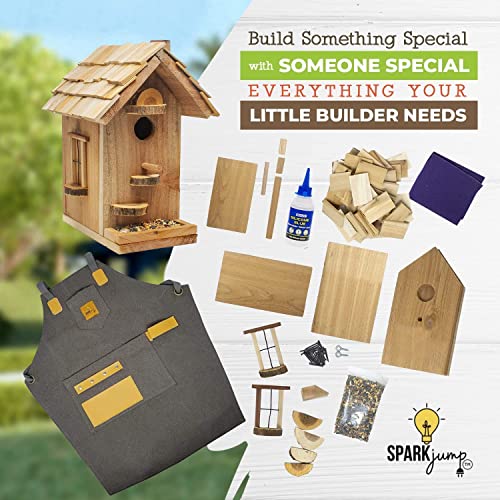 Sparkjump Premium Birdhouse With Kids Woodworking Apron – Diy Crafts Woodworking Building Project For Kids – Stem Teaching Tool. #TOP1