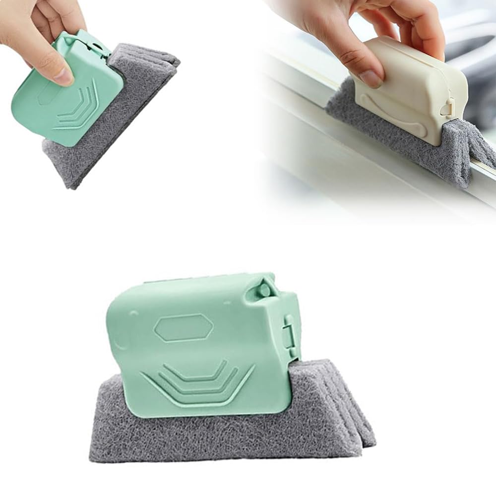 Brosse de Nettoyage Magique pour rainures de fenêtre Nouvel Ensemble d'outils de Nettoyage pour rainures de fenêtre ou Porte coulissante pour Porte coulissante seuil Lignes de carrelage (Vert)