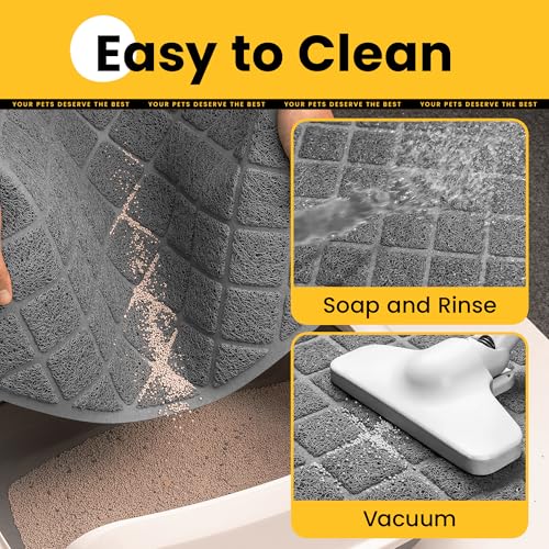 Image of Conlun Cat Litter Mat Litter Trapping Mat, 30 inch x 20 inch Premium Durable PVC Grid Mesh with Scatter Control, Non-slip, Less Waste Cat Litter Box Mat, Soft on Kitty's Paws, Urine Waterproof