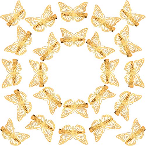 NEOBABY Golden Butterfly Hair Clips, Cute Metal Butterfly Hair Claw