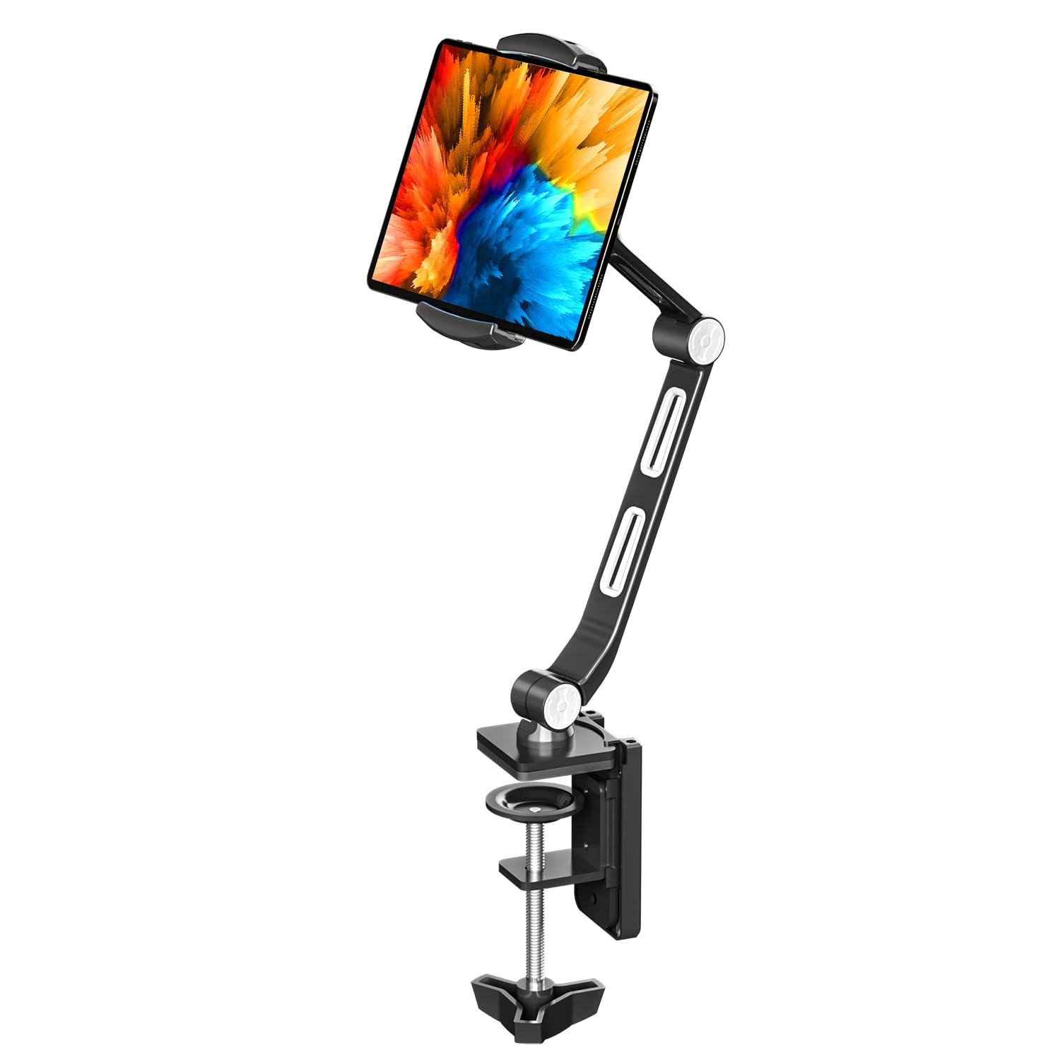 suptek Aluminum Alloy Cell Phone Desk Mount Stand 360 Tablet Stand and Holders Adjustable for iPad iPhone Samsung