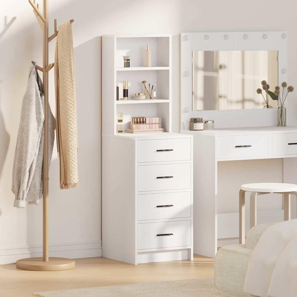 vidaXL Haut Armoire Blanc 40 x 41 x 135 cm Bois d'ingénierie, Cabinet de Salle à Manger Moderne, Haut de Gamme, Espace de Rangement, Meuble Durable, Finition Mate