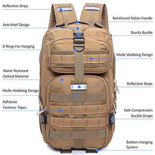 Domary Mochila 28L Outdoor Sport Molle para Camping, Caminhada Trekking Montanhismo