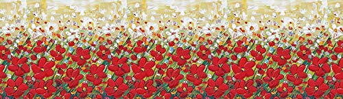 Image of WallDesign Vinyl Designer Artistic Red & White Flowers Wall Border Sticker - 5.25 Inch Width By 5 Ft Length