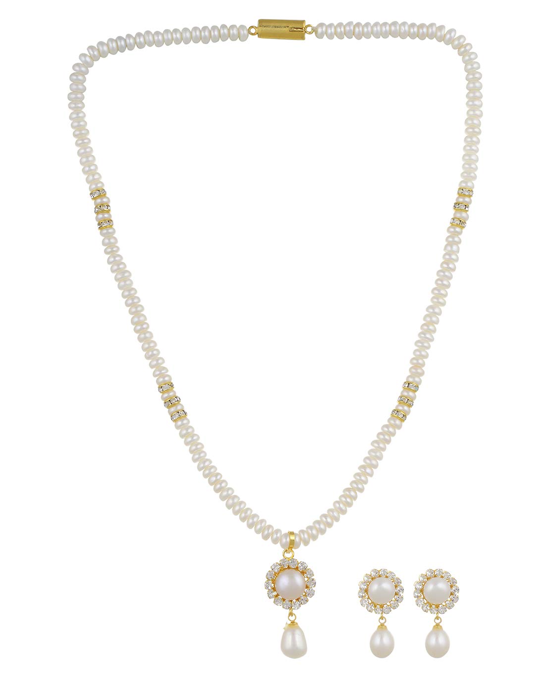 Hyderabad Jewels NATURAL FRESH WATER PEARLS SINGLE STING PEARLS SET FROM HYDERABAD FOR WOMEN
