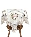 Handmade White Cotton Linen Tablecloth Ribbon Embroidered Crochet Square 36 by 36 Inch