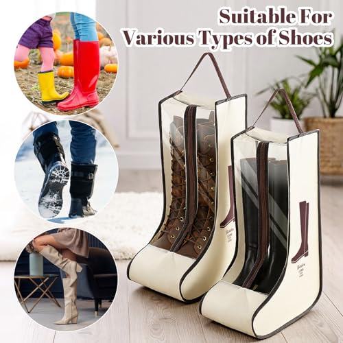XLIUAX 2 Paar Stiefeltaschen, Tragbare Aufbewahrungstasche für hohe Stiefel Staubdicht Schutz Wasserdicht mit Griff für Männer Frauen Reisegepäck täglicher Gebrauch aufhängbare Skiausrüstung
