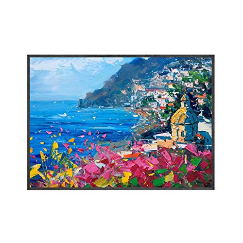 Art mural Positano grand format : peignez vos murs blancs avec la toile côte amalfitaine 70x100