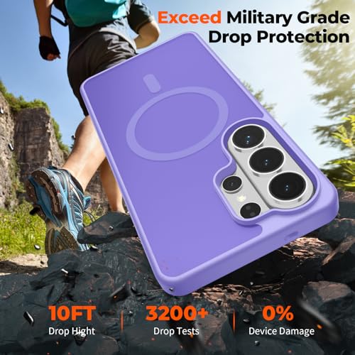 Image of SUPFINE Magnetic for Samsung Galaxy S26 Ultra Case with Screen Protector, (Built-in Magnets) (Military Grade Drop Protection) Slim Translucent Shockproof Phone Case,Purple